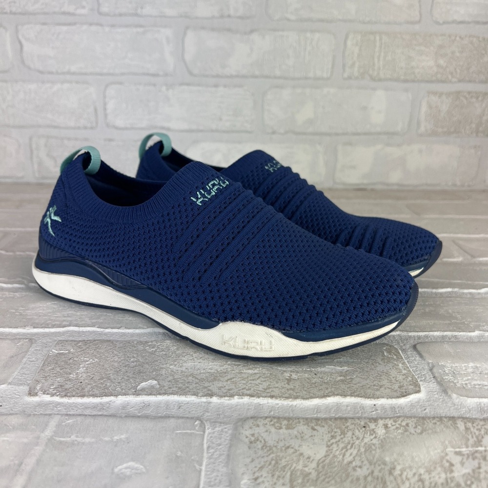 Kuru Stride Slip On Sneakers Shoes Womens 8 Blue Knit Orthotic Comfort Walk Sock